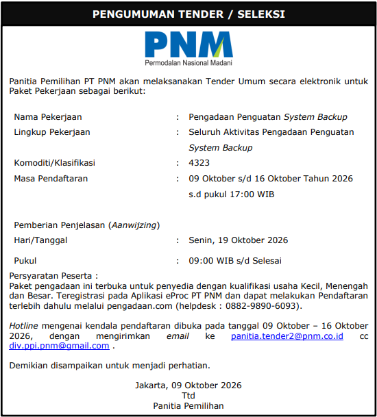 Pengadaan Penguatan System Backup