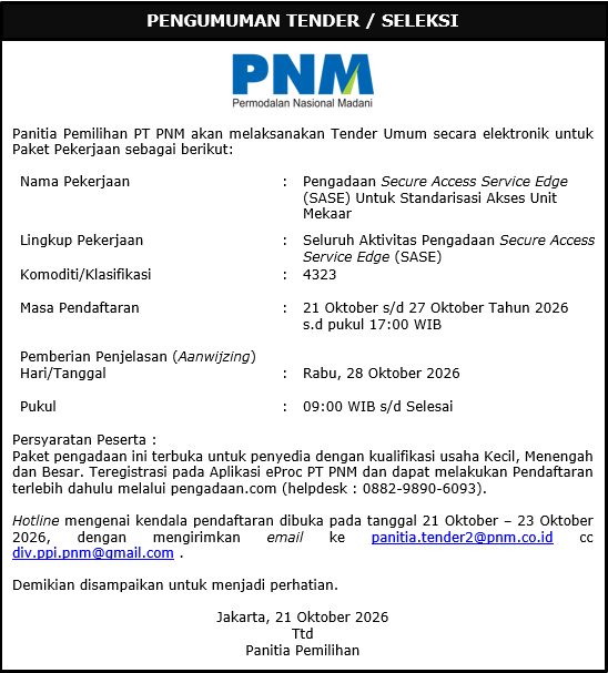 Pengadaan Secure Access Service Edge (SASE) Untuk Standarisasi Akses Unit Mekaar